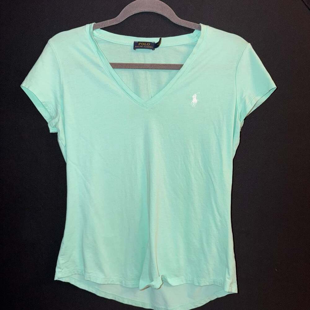 Polo Ralph Lauren V-Neck T-Shirt Mint Green  #0753